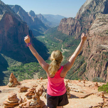 Audrey on top of Angels Landing in Zion National Park