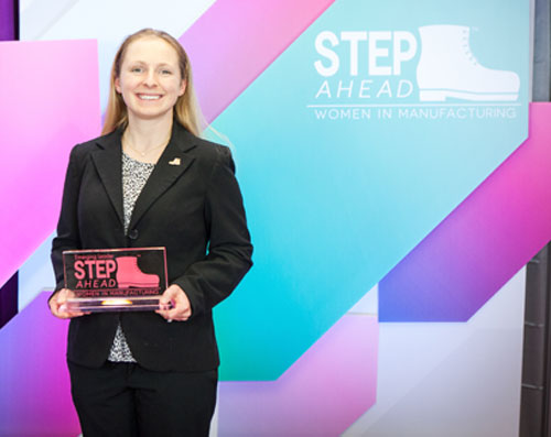 Audrey receiving national STEP award at the Manufacturing Institute's Women in Manufacturing event in Washington, DC